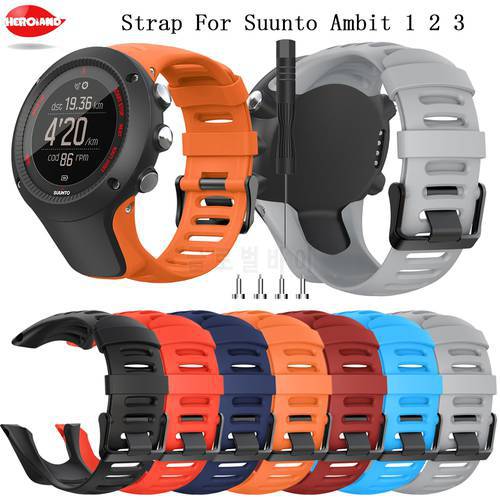 Fashion Watch Strap For SUUNTO Ambit1 Ambit 2 2R 2S Ambit 3 Breathable classic soft sport Silicone Wirst Bracelet Belt Watchband