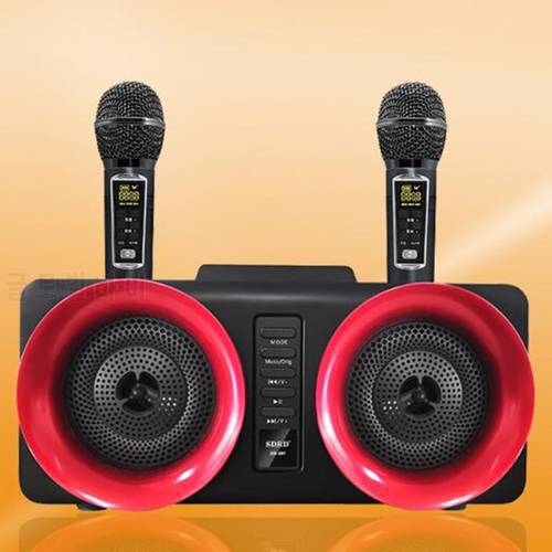 SDRD S309 Family KTV Bluetooth Speaker Dual Wireless Microphone K Song Soundbox HiFi Subwoofer Computer Soundbar All-in-One Set