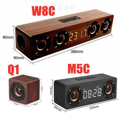 Wooden Soundbar Bluetooth Speaker Music Acoustic System 20W HIFI Stereo Music Surround LED Display Outdoor Speaker With FM Radio