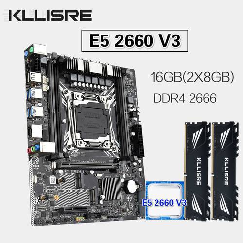 Kllisre LGA 2011-3 motherboard kit xeon x99 E5 2660 V3 CPU 2pcs X 8GB =16GB 2666MHz DDR4 memory