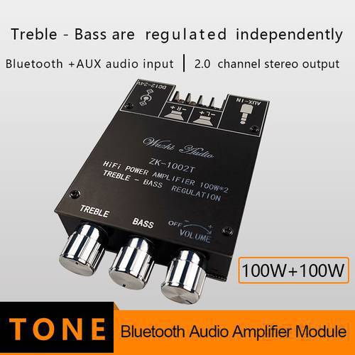 TPA3116D2 TPA7498E Bluetooth 5.0 HIFI 2.0 Channel Power Audio Stereo Amplifier Board 50W 100W 160WTREBLE Bass Note Tuning AMP