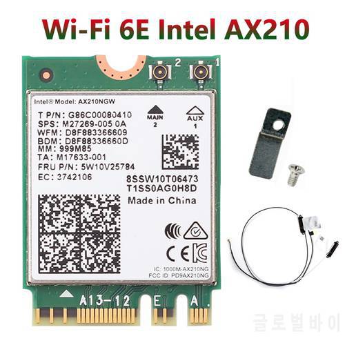 WI-FI 6E Bluetooth 5.2 Intel AX210 Dual Band 3000Mbps M.2 Wireless Card AX210NGW 2.4G/5G 802.11ax Wifi 6 With 70cm IPEX Antenna