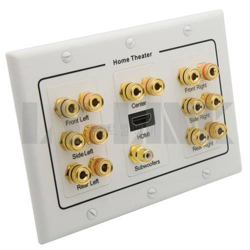 3 Gang Home Theater 6.1 7.1 7.2 8.2 9.0 Surround Sound Speaker Wall Plate With HDMI RCA Audio Banana Sound Box Face Plate
