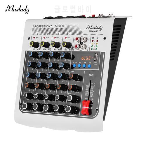 MIX-400 Professional 6-Channel Audio Mixer Mixing Console MIX5210 with Reverb Delay Effect Wireless Connect for Recording Live