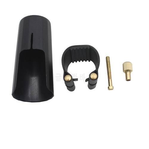 Alto Tenor Soprano Saxophone Mouthpiece PU Leather Clamp Clip + Cap Sax Saxophone Music Instrument Accessories