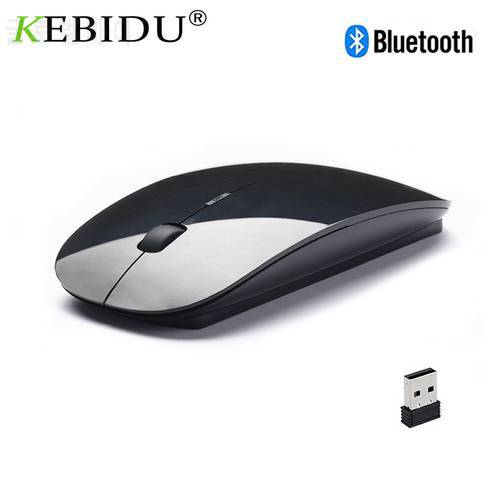 2.4Ghz Wireless + Bluetooth 5.0 Dual Mode 2 In 1 Cordless Mouse USB Wireless Mouse Ultra-thin Ergonomic Portable Optical Mice
