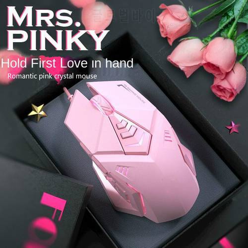 Computer Mouse Gamer Mouse Pink Gaming Mouse Ergonomic Wired Gaming Mouse 6 Buttons LED 2400 DPI For PC Laptop wireless mouse
