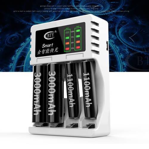 Four Slot Battery Charger For AAA/AA Ni-MH Ni-Cd Rechargeable Battery With LED Indicator Battery Chargers Accessories