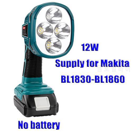 For Makita(NO Battery,NO Charger)Pistol/Portable 12W 18V LED Lamp Flashlight Lithium Battery USB Outdoor Emergency Lighting