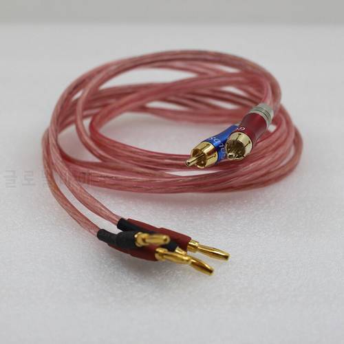 1 Pair Fever AV Lotus Audio Wire Line One Point Two RCA To 2 Banana Head Conversion Cable Speaker Plugs