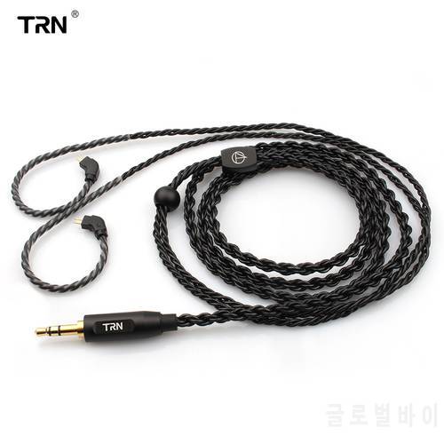 TRN A3 6 Core Upgraded Silver Plated Black Cable 3.5mm 0.75/0.78mm 2 Pin MMCX Earphone Wire for V30/V20/V80/V90/ZST/EDX/ZS6