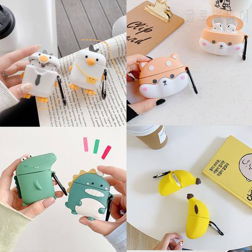 High Quality Cartoon Duck Cat Case For Airpods 2 1 Case Cute Paw Unicorn Earphone Silicone Bluetooth Wireless Protective Case