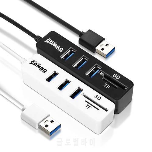 ANKNDO USB Hub 3 USB Expander Adapter Multi USB Splitter USB 2.0 Hab For Tablet Printer PC 2 In 1 TF SD Card Reader For Xiaomi