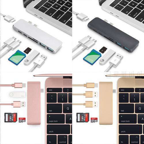 USB C Hub to 4K HDMI- compatible Thunderbolt 3 Dual USB 3.1 Data Type-C Hub TF SD PD Adapter for MacBook Pro Air 13 15 16 2020