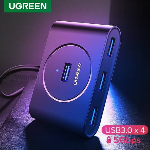 Ugreen 4-Port USB 3.0 Hub High-Speed USB Splitter For Hard Drives Notebook PC Computer Accessories Flash Drive Mouse Keyboard