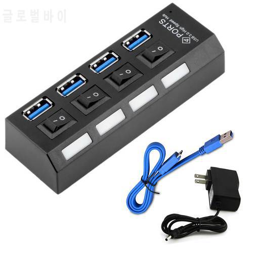 USB 3.0 Hub Splitter 4 7 Ports Multi LED Switch High Speed Portable Power Adapter Accessories Notebook Laptop PC for Macbook
