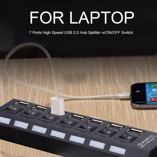 USB Hub 7 Port USB 2.0 Hub Splitter With ON/OFF Switch Multi USB Hab High Speed 5Gbps For PC Computer Accessories