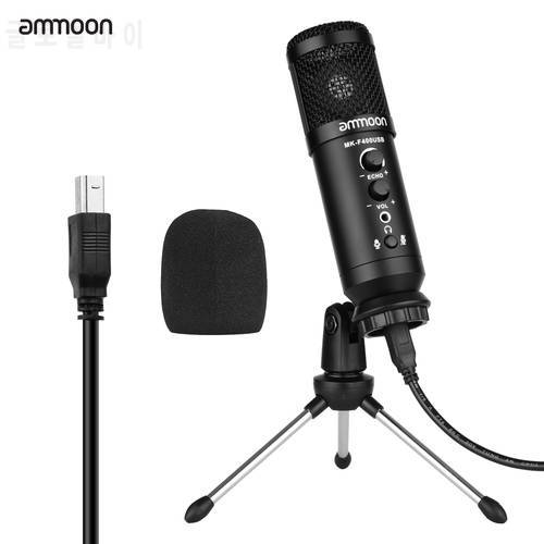 ammoon USB Condenser Microphone Computer Mic Kit with Mini Desktop Metal Tripod Stand Windscreen USB Cable for Music Recording