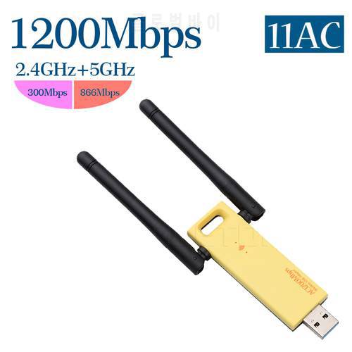 KEBIDU 1200mbps Wireless Wifi Adapter Dual Band 5Ghz 2.4Ghz Adapter 802.11ac RTL8812BU Chipset Aerial Dongle USB Network Card