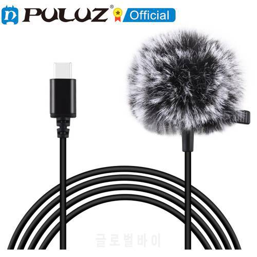 PULUZ 1.5m 3.5mm / Type C Jack Lavalier Wired Condenser Recording Microphone for iPhone Huawei Xiaomi Samsung Phone Microphone