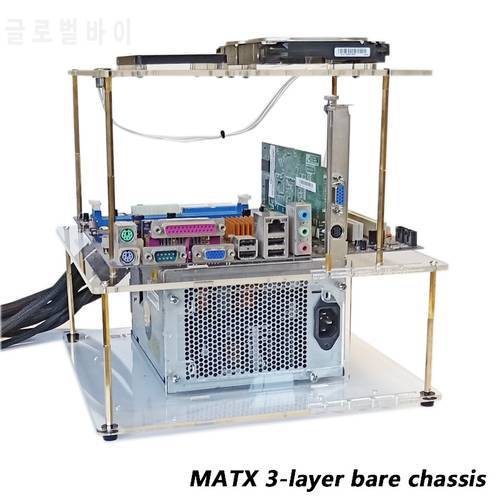 Transparent case MATX bare bracket support ATX SFX power supply 3-layer open computer case test platform diy