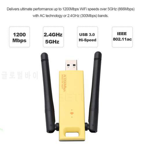 KEBIDU High Speed 1200Mbps USB 3.0 Wifi Adapter Dual-Band Wireless USB Wifi Antenna 5GHz 2.4Ghz Network Card For Laptop PC