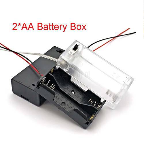 Black Transparent Plastic AA Size Power Battery Storage Case Box Holder Leads with 2 Slots AA Size Power Battery Storage Case