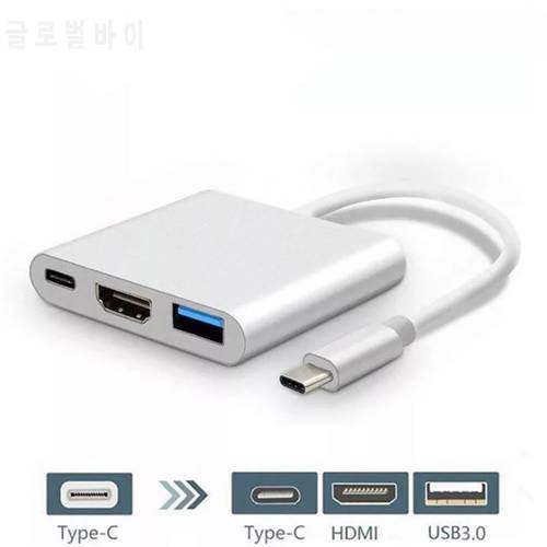 USB C Hub Multiport Adapter 3-in-1 USB C Hub Adapter with 4K HDMI-Compatible, USB 3.0 Port Support Windows XP /Vista, Win7/8/10