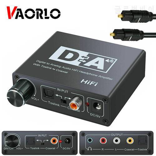 Hifi DAC Amp Digital To Analog Audio Converter RCA 3.5mm Headphone Amplifier Toslink Optical Coaxial Output Portable dac 24bit