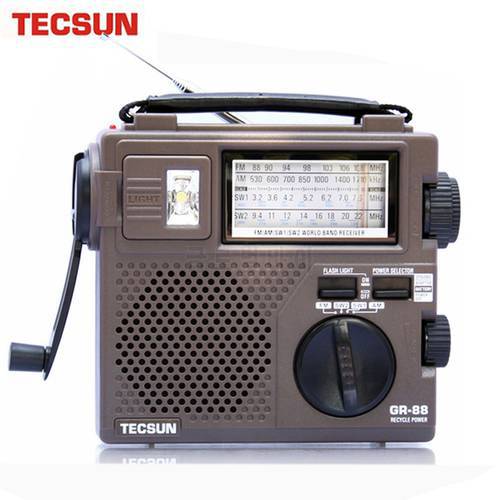 TECSUN GR-88 GR-88P Digital Radio Receiver Emergency Light Radio Dynamo Radio With Built-In Speaker Manual Hand Power