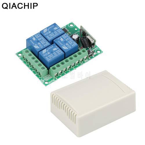 QIACHIP 433Mhz Universal Wireless Remote Control Switch DC 12V 4 CH RF Relay Receiver Module For Smart Home Garage Gate 433 Mhz