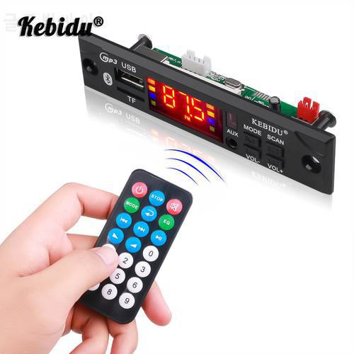 Kebidu Car Audio FM Radio Module Wireless Bluetooth 5V 12V MP3 WMA Decoder Board MP3 Player With Remote Control Support USB TF