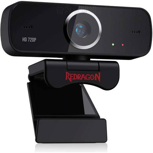 Redragon GW600 720P Webcam with Built-in Dual Microphone 360-Degree Rotation - 2.0 USB Skype Computer Web Camera