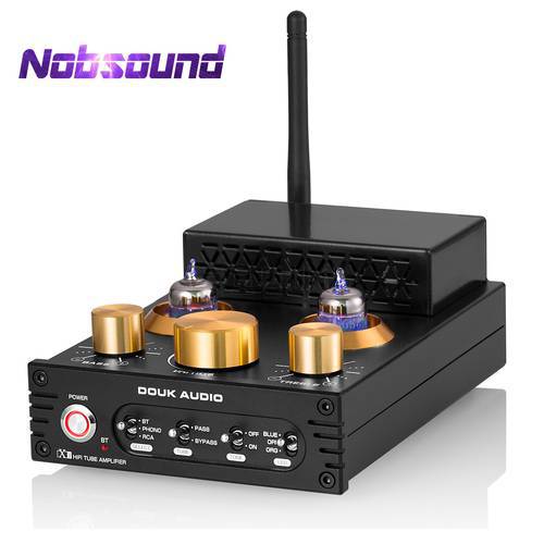 Nobsound HiFi GE5654 Vacuum Tube Amplifier Stereo Bluetooth 5.0 Receiver Amp MM Phono Power Amp for Turntables APTX-HD 160W+160W