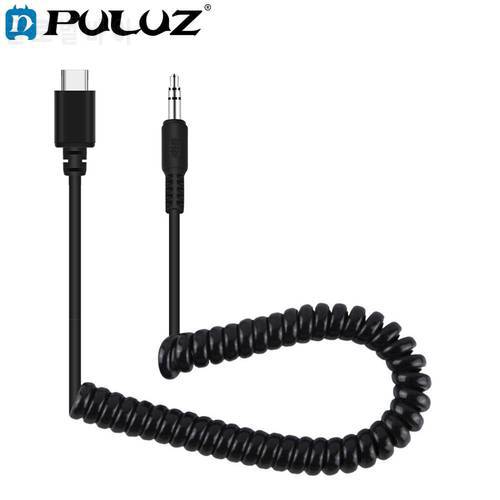 PULUZ 3.5mm TRRS Male to Type-C/USB-C Male Live Microphone Audio Adapter Spring Coiled Cable for DJI OSMO Pocket,Smartphones