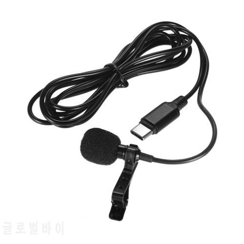 100Pc Hot Sell Mini Lapel Lavalier Clip-on Condenser Microphone Mic with Type-C Plug for Android IOS Smartphone USB Microphone