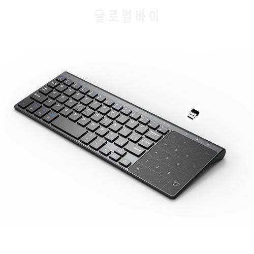 Mini 2.4G Ultra-thin Wireless Keyboard With Number Touchpad Numeric Keypad for Windows Tablet Desktop Laptop PC 59 Keys Sliver