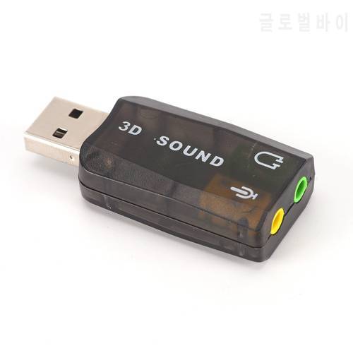 Black 3D USB Sound Card USB Audio 5.1 External USB Sound Card Audio Adapter Mic Speaker Audio Interface For Laptop PC Micro Data
