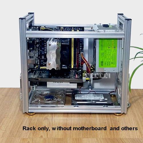 DIY Aluminum Computer Case Desktop PC Computer Chassis Rack for ATX Mainboard Motherboard With USB Audio interface Switch Module