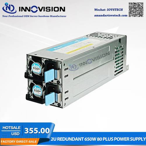 High-efficiency saved energy 2U redundant 650W 80 plus power supply for2U/3U Server chassis