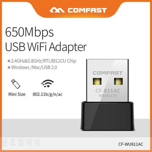 COMFAST Mini Network Card Dual Band 2.4G&5.8G High Power 650Mbps 802.11AC Antenna For Laptop Desktop Window XP/7/8/10 CF-811AC