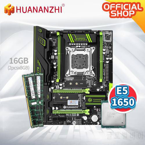 HUANANZHI GREEN 2.49 LGA 2011 motherboard with Intel XEON E5 1650 with 2*8G DDR3 RECC memory combo kit set NVME SATA USB3.0
