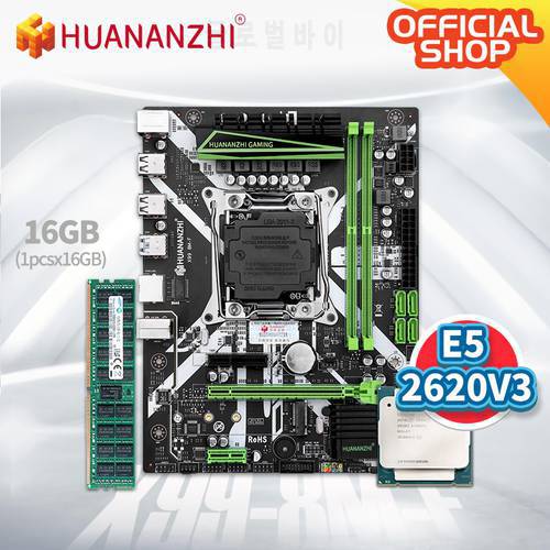 HUANANZHI 8M F LGA 2011-3 Motherboard with Intel XEON E5 2620 V3 with 1*16G DDR4 RECC memory combo kit set NVME USB3.0