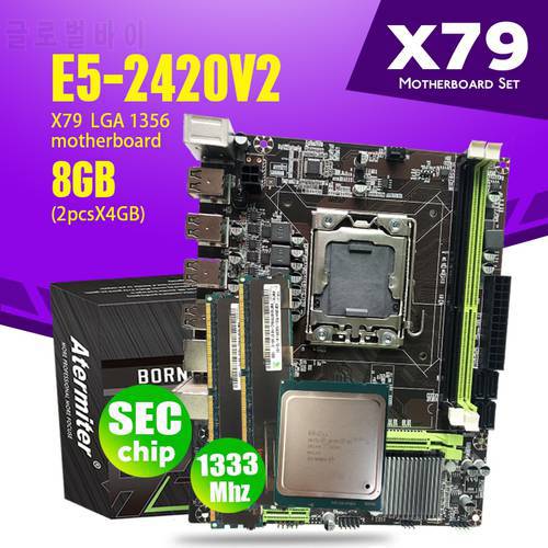 Atermiter 1356 Motherboard Set With Xeon LGA 1356 E5 2420 V2 Cpu 2pcs x 4GB= 8GB 1333MHz DDR3 ECC REG Memory RAM PC3 10600R