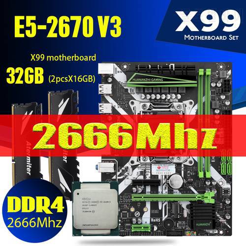 Atermiter D4 DDR4 Motherboard Set With Xeon E5 2670 V3 LGA2011-3 CPU 1pcs X 16GB = 16GB 3200MHz DDR4 PC4 Memory REG ECC RAM