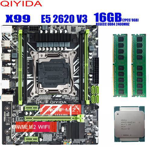 Qiyida E5H9 LGA2011-3 motherboard set XEON E5 2620V3 2x8gb16GB 3200MHz 4 channels NON-ECC memory combo kit M-ATX