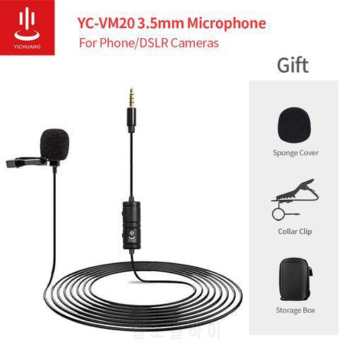 YICHUANG 3.5mm Audio Video Record Lavalier Lapel Microphone Recording microphone Clip On Mic for Phone Cameras