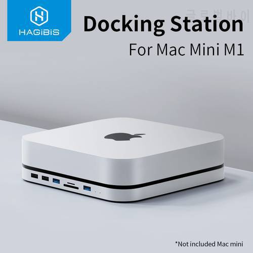 Hagibis USB-C Hub for Mac mini M1 with SATA Hard Drive Enclosure Type-C SSD Case docking station sliver for 2020 New Mac mini