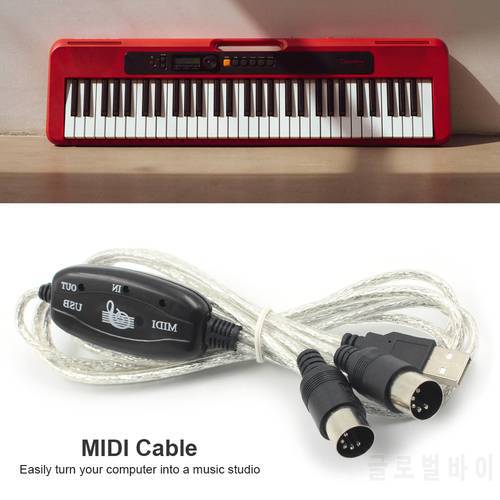 USB IN-OUT MIDI Adapter Cable Set Keyboard Converter Cord PC to Music Electronic Lightweight Portable Music Elements