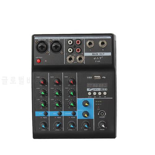 FMUSER Ｆ-4ＡDigital 4-Channel Portable USB With Sound Card Bluetooth DJ Audio Mixer for Radio Broadcast Station